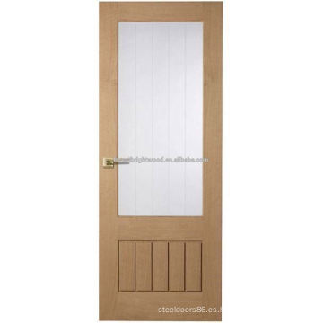 Puerta Interior de madera oficina con ventana de cristal